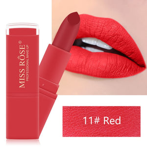 MISS ROSE 12 Colors Matte Nude Pink Makeup Long Lasting Lipstick Waterproof Lips Make up Cosmetic Not Fade Lip Balm TSLM2