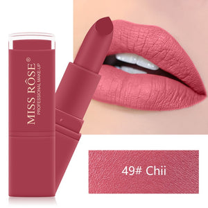 MISS ROSE 12 Colors Matte Nude Pink Makeup Long Lasting Lipstick Waterproof Lips Make up Cosmetic Not Fade Lip Balm TSLM2