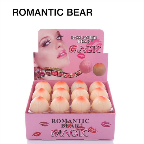 1pc Romantic Bear New Cute Makeup Peach Shape Moisturizer Nutritious Lip Balm Long Lasting Lips Care Brand Lipstick Balm