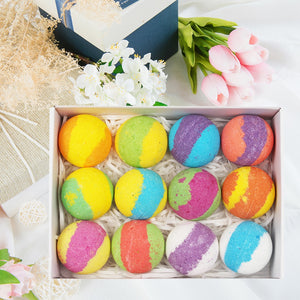 12/6/4 pcs Rainbow Colorful Bubble Shower Salt Handmade Moisturizing Soap Bath Essential Oil Salt Bath Bomb Ball Gift Kit TSLM2