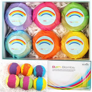 12/6/4 pcs Rainbow Colorful Bubble Shower Salt Handmade Moisturizing Soap Bath Essential Oil Salt Bath Bomb Ball Gift Kit TSLM2