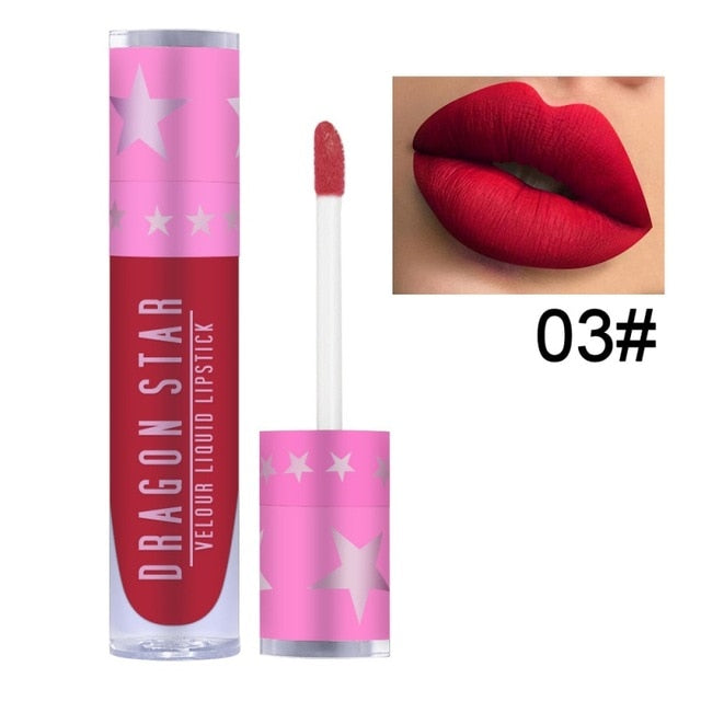 Brand Stars Matte Lipstick Makeup Waterproof Women Lipstick Cosmetics Liquid Lip Gloss Red Velvet Lip Stick Long Lasting Beauty