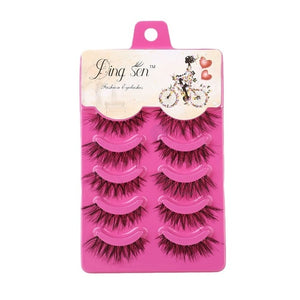 5 Pairs Handmade Thick Full False Eyelashes Natural Long Eyelashes Set Fake Lashes Eye Extension Tool Makeup