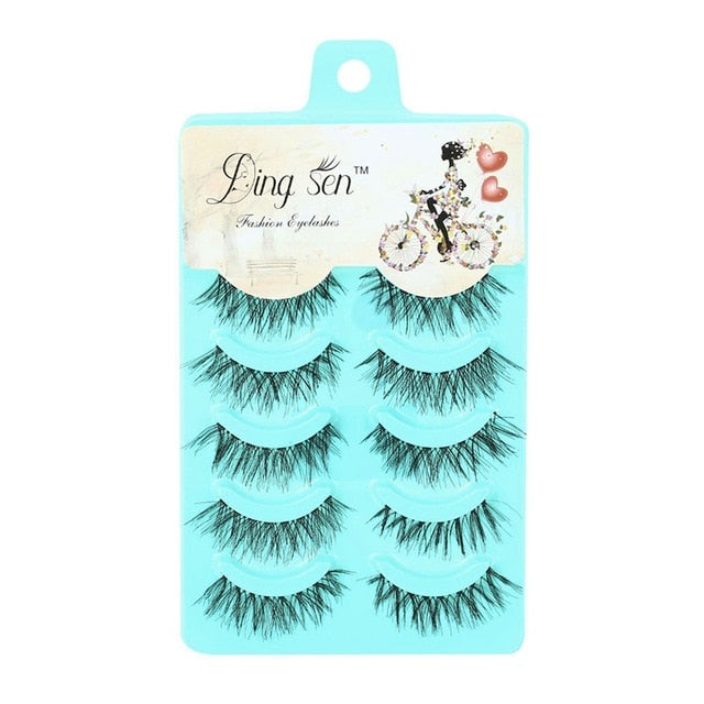 5 Pairs Handmade Thick Full False Eyelashes Natural Long Eyelashes Set Fake Lashes Eye Extension Tool Makeup