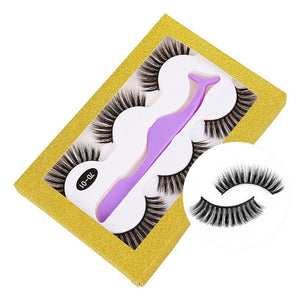 False Eyelashes Natural Long Thick Fake Eye Lashes Extension Makeup Handmade Eyelash Set with Tweezers