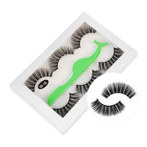 False Eyelashes Natural Long Thick Fake Eye Lashes Extension Makeup Handmade Eyelash Set with Tweezers