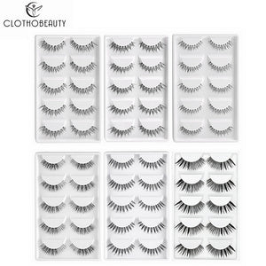 CLOTHOBEAUTY 5 Pairs False Eyelashes,Wispy EyeLashes Extension Handmade Natural Soft Invisible Band,Long Thick Reusable Makeup