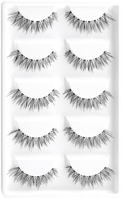 CLOTHOBEAUTY 5 Pairs False Eyelashes,Wispy EyeLashes Extension Handmade Natural Soft Invisible Band,Long Thick Reusable Makeup