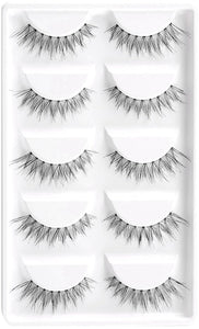 CLOTHOBEAUTY 5 Pairs False Eyelashes,Wispy EyeLashes Extension Handmade Natural Soft Invisible Band,Long Thick Reusable Makeup