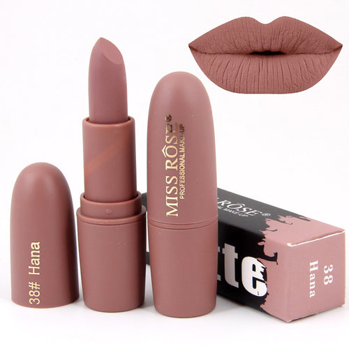 New Miss Rose Matte Lipstick for Women Sexy Brand Lips Color Cosmetics Waterproof Lipstick Long Lasting Lip stick Nude Makeup