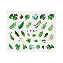 Load image into Gallery viewer, 19 Designs Nail Stickers Green Leaf Flamingo Flowers Cactus Water Decals Nail Art Decorations Wraps Flakes Sliders Manicure