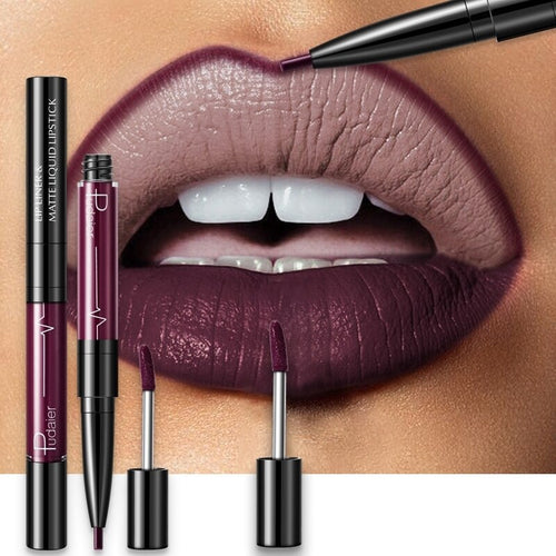 16 Color Double-ended Lipstick Waterproof Long Lasting Matte Lip Stick Liner Pencil Red Lips Makeup Liquid Lipsticks Lipliner