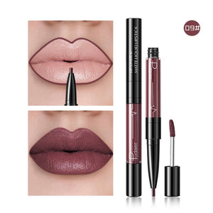 16 Color Double-ended Lipstick Waterproof Long Lasting Matte Lip Stick Liner Pencil Red Lips Makeup Liquid Lipsticks Lipliner