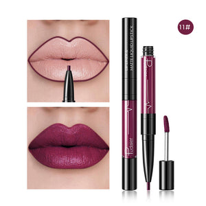 16 Color Double-ended Lipstick Waterproof Long Lasting Matte Lip Stick Liner Pencil Red Lips Makeup Liquid Lipsticks Lipliner