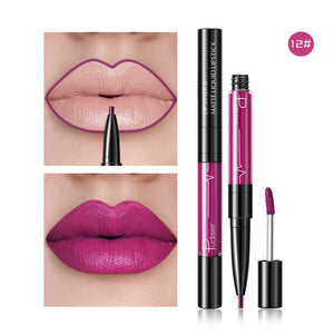 16 Color Double-ended Lipstick Waterproof Long Lasting Matte Lip Stick Liner Pencil Red Lips Makeup Liquid Lipsticks Lipliner