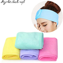 Load image into Gallery viewer, Facial Headband Make Up Wrap Head Terry Cloth Headband Stretch Towel with Magic Tape Makeup Headscarf Extension Eyelashes Tools