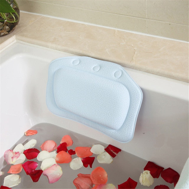 1pcs SPA Bath Pillow Home Bathtub Pillow PVC Neck Bathtub Cushion Soft Headrest Suction Cup Bathtub Pillow Bathroom Accessories