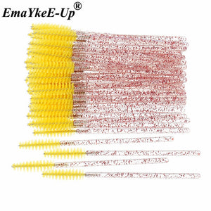 50pcs Women's Fashion Eyelashes Brushes Mascara Wands Disposable Makeup Brushes Crystal Eyebrow/Eyelash/Mascara eye Lashes Brush