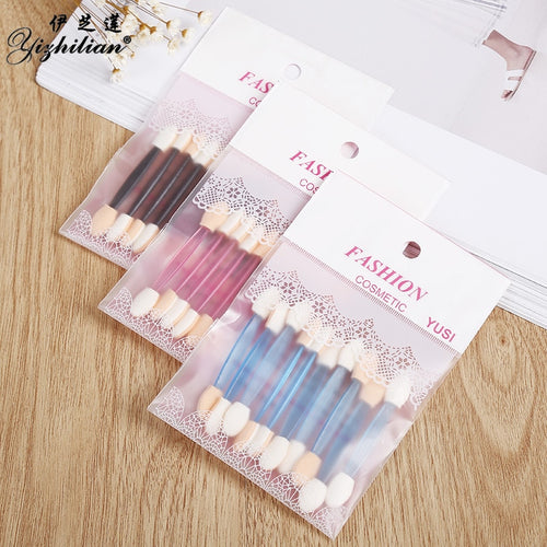 10 Pcs Double-head Eyeshadow Applicator Multi-function Soft Sponge Eye Makeup Brushes Mini Portable Eyebrow Eyeliner Lip Brushes