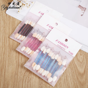 10 Pcs Double-head Eyeshadow Applicator Multi-function Soft Sponge Eye Makeup Brushes Mini Portable Eyebrow Eyeliner Lip Brushes