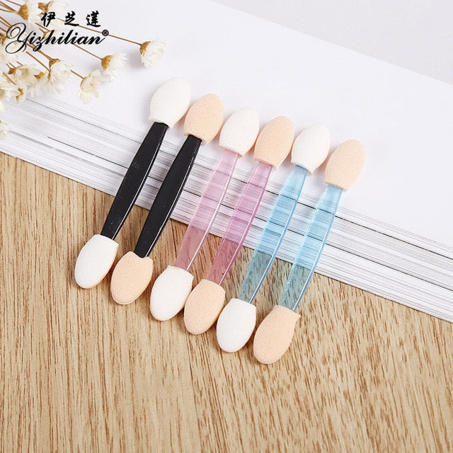 10 Pcs Double-head Eyeshadow Applicator Multi-function Soft Sponge Eye Makeup Brushes Mini Portable Eyebrow Eyeliner Lip Brushes