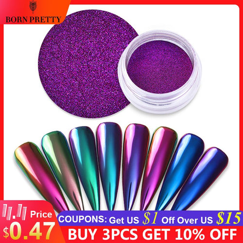 0.2g/Box Chameleon Mirror Laser Nail Glitter Powders Auroras Effect Nail Art Chrome Pigment Dust DIY Design Decoration