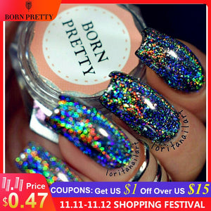 BORN PRETTY Galaxy Holographic Nail Glitter Laser Holo Nail Sequins Paillettes Pigment Powder Nail Art Dust 0.2g 0.5g Optional