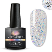 Load image into Gallery viewer, MEET ACROSS Holographic Glitter UV Gel Nail Polish Glitter Sequins Soak Off UV Gel Varnish Colorful Nail Gel Polish DIY Nail Art