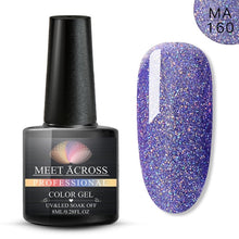 Load image into Gallery viewer, MEET ACROSS Holographic Glitter UV Gel Nail Polish Glitter Sequins Soak Off UV Gel Varnish Colorful Nail Gel Polish DIY Nail Art