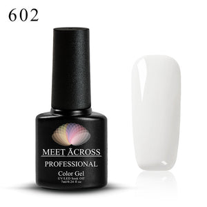 MEET ACROSS Holographic Glitter UV Gel Nail Polish Glitter Sequins Soak Off UV Gel Varnish Colorful Nail Gel Polish DIY Nail Art