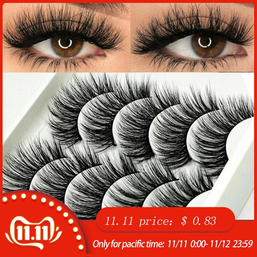 5Pair Mink Hair False Eyelashes Natural Cross False Eyelashes Long Messy Makeup Fake Eye Lashes Extension Make Up Beauty Tools