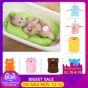 Cartoon Portable Baby Non-Slip Bath Tub Newborn Air Cushion Bed Shower Pad Baby Pillow Newborn Bath Tub Accessories