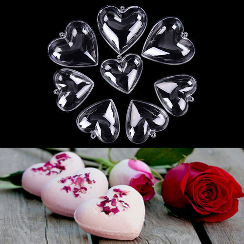 2Pcs 65/80mm Heart Shape DIY clear plastic bath bomb mould acrylic mold