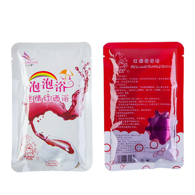 80g Red Wine Bubble Bath Luquid Whitening Relax SPA Shower Bath Salt Essencial Oil Nourish Dry Chicken Skin Treatment Rich Foam