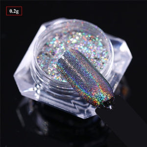 BORN PRETTY Galaxy Holographic Nail Glitter Laser Holo Nail Sequins Paillettes Pigment Powder Nail Art Dust 0.2g 0.5g Optional