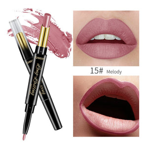 15 Color Lips Makeup Lipstick Sexy Red Lip Matte Long Lasting Lip Pencil Waterproof Stick Liner Double-end Black Matte Lipsticks