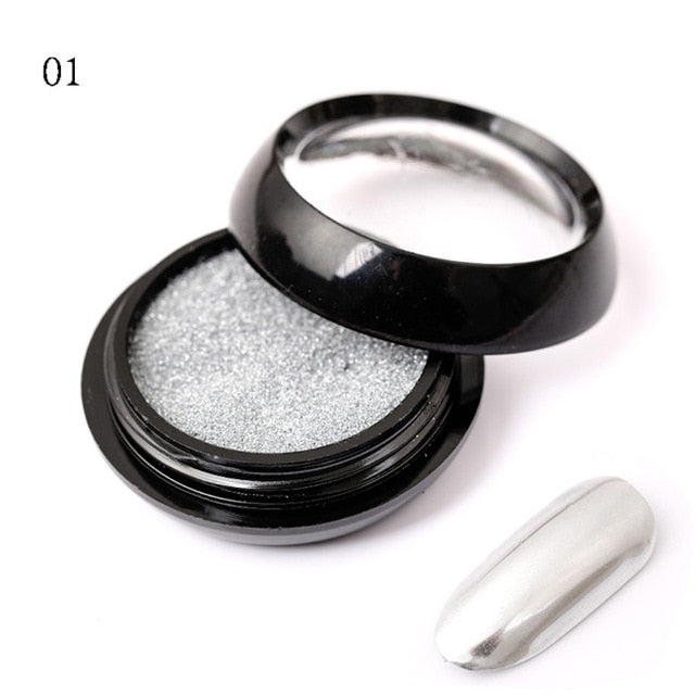 Born Queen Super Shine Nail Glitters Mirror Titanium Powder Rose Gold Silver Metallic Manicure Nail Art Chrome Dust Decoration