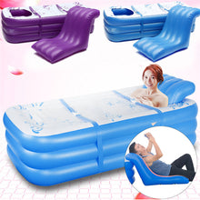 Load image into Gallery viewer, 165x85x45cm Blue Large Size Inflatable Bath Bathtub SPA PVC Folding Portable For Adults With Air Pump Household Inflatable Tub