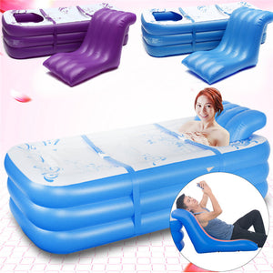 165x85x45cm Blue Large Size Inflatable Bath Bathtub SPA PVC Folding Portable For Adults With Air Pump Household Inflatable Tub