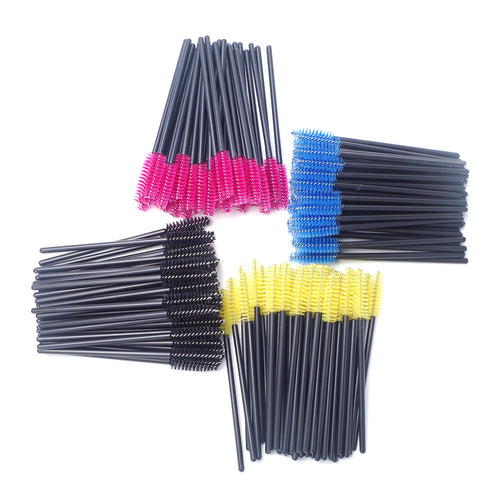 Cheap 50 Pcs Disposable Eyelash Brush Applicator Mascara Wands Applicator Spoolers Makeup Tool 4 Colors Choose