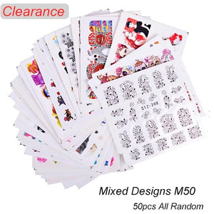 1 Set Mixed Design New Nail Art Sticker Set Black Lace Gold Silver Glitter Flower Water Decal Slider Wraps Decor Manicure CH830